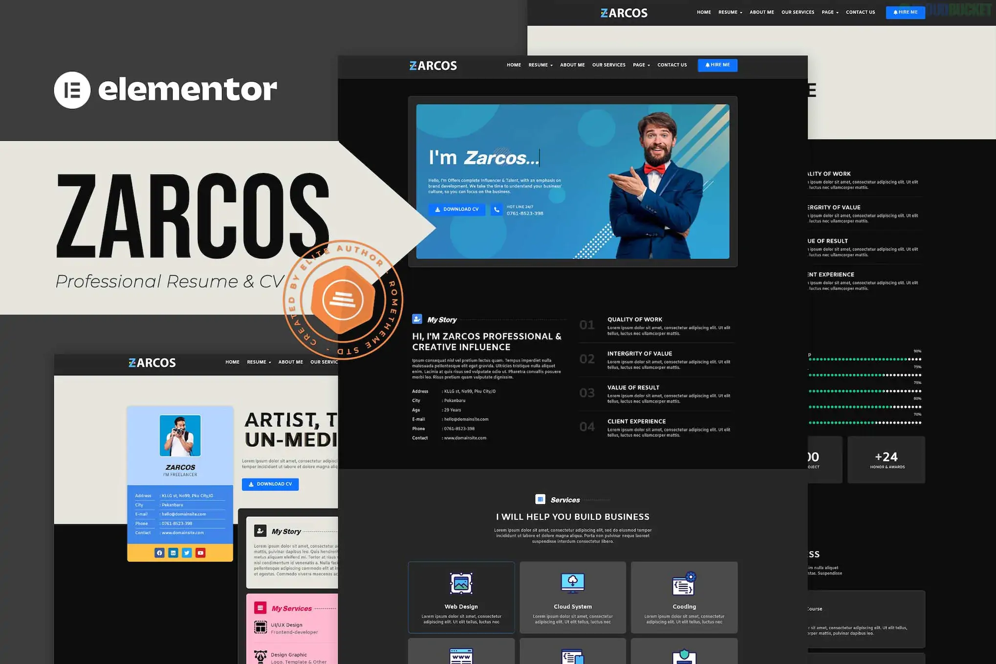 Zarcos - Professional Resume & CV Elementor Template Kit 2.1.1