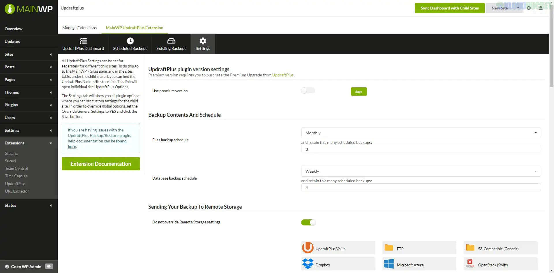 MainWP Updraft Plus Extension 5.0.2