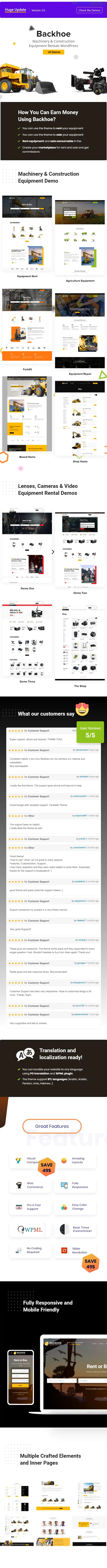 Backhoe - Heavy Equipment Rentals WordPress Theme 2.0