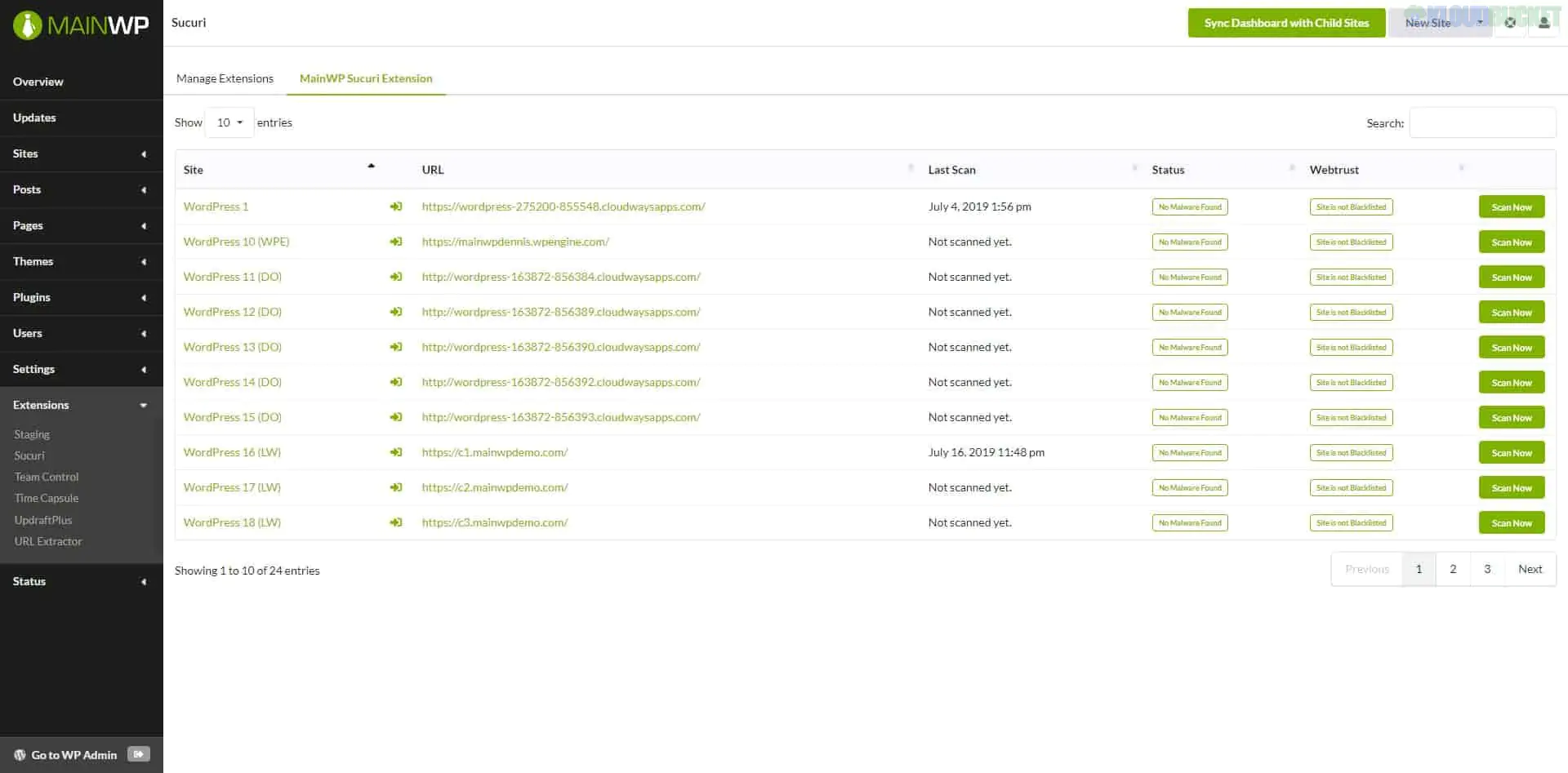 MainWP Sucuri Extension 5.0
