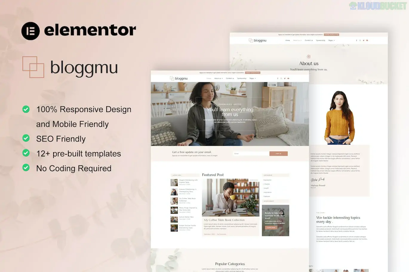Bloggmu - Feminine Blog Elementor Template Kit