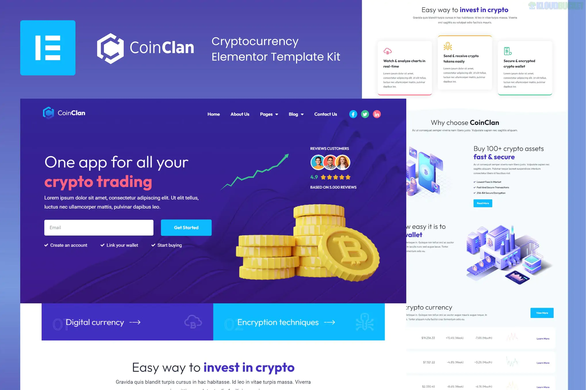 CoinClan - Cryptocurrency Elementor Template Kit