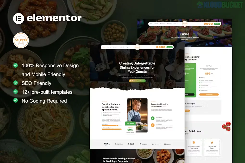 Delecta - Catering Service & Restaurant Elementor Template Kit 1.1.1