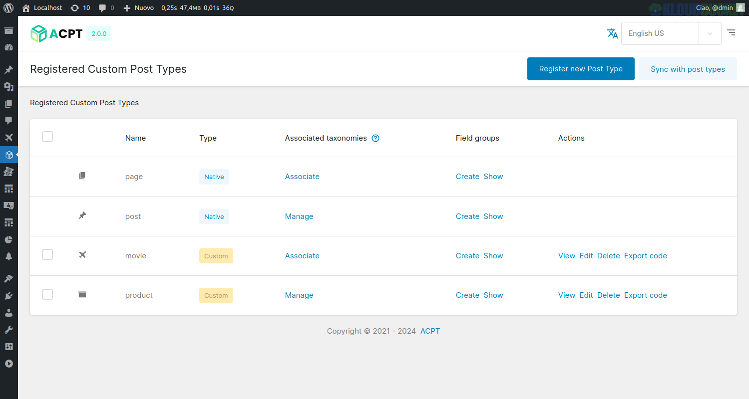 ACPT - Custom post Types Plugin for Wordpress 2.0.34