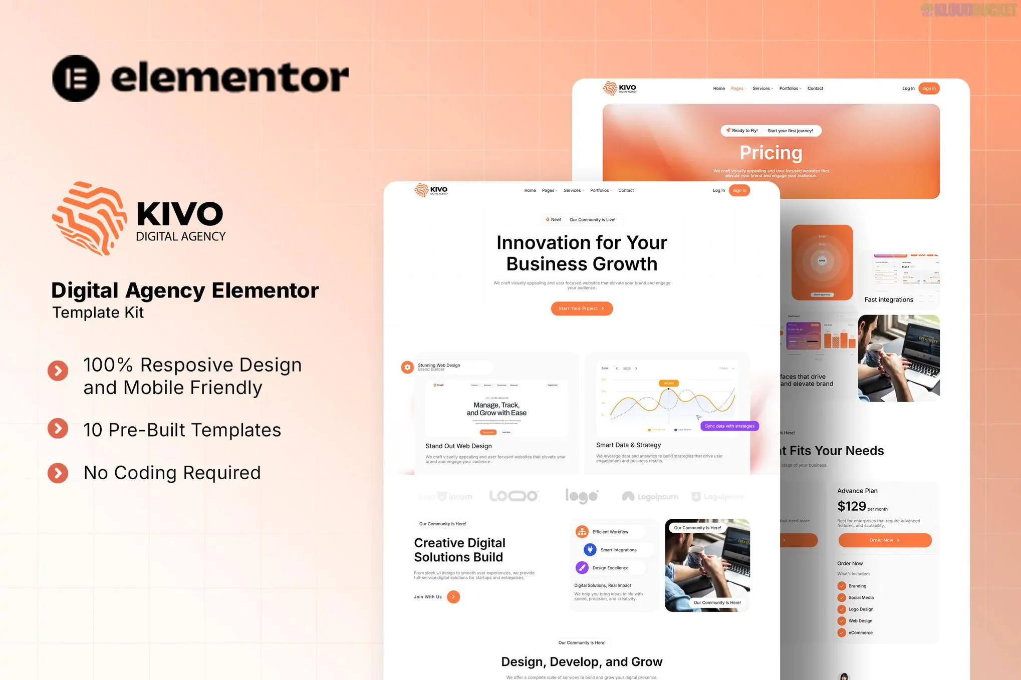 Kivo - Digital Agency Elementor Template Kit 1.00