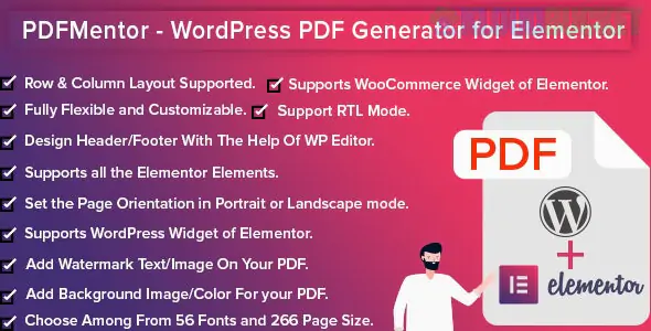 PDFMentor Pro - WordPress PDF Generator for Elementor 3.1.0