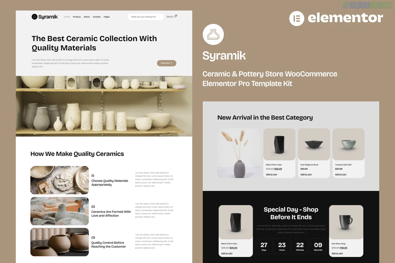 Syramik - Ceramic & Pottery Store WooCommerce Elementor Pro Template Kit 2.2.1