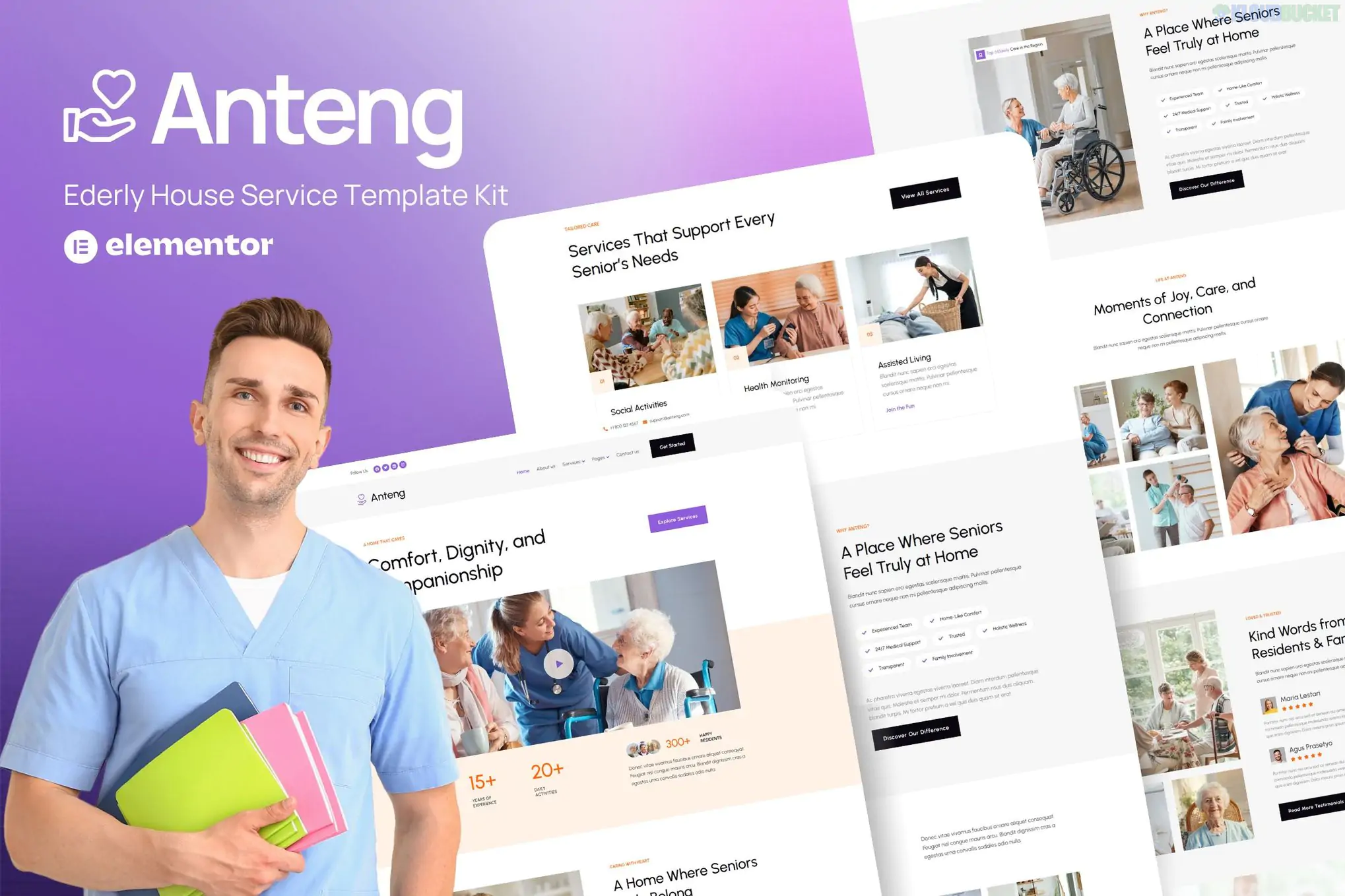 Anteng - Elderly House Service Elementor Kit Template 1.0.3