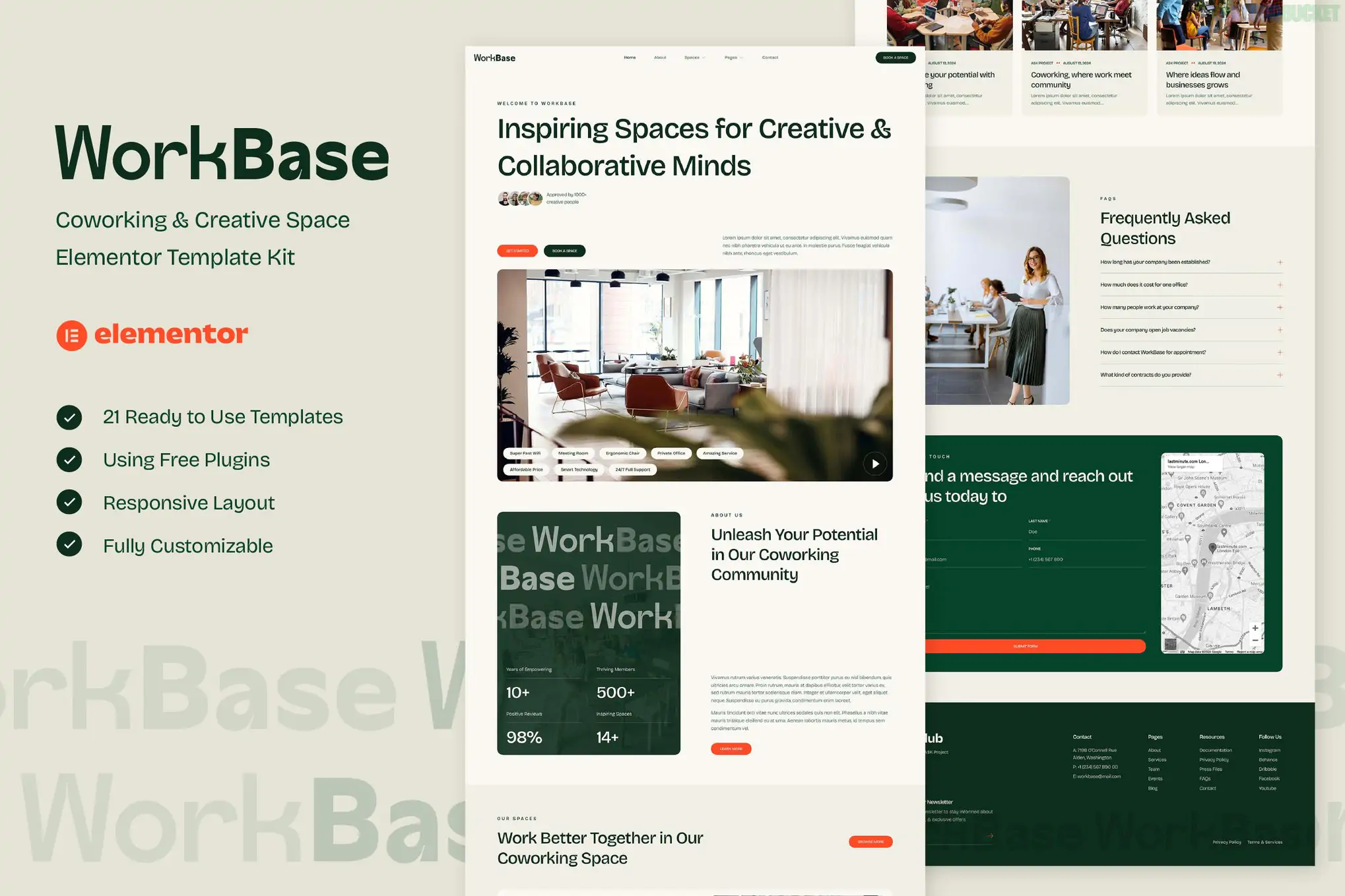 WorkBase - Coworking & Creative Space Elementor Template Kit 1.1.1
