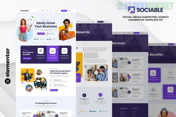 Sociable - Social Media Marketing Agency Elementor Template Kit 1.3.2