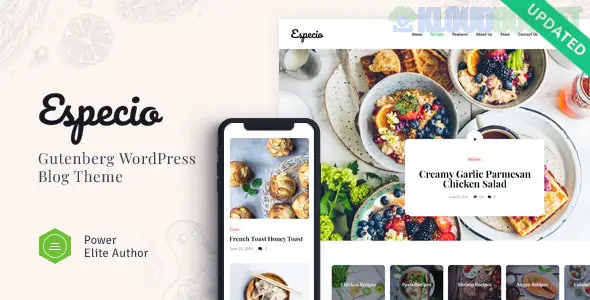 Especio | Personal Gutenberg Food Blog WordPress Theme 1.0.1