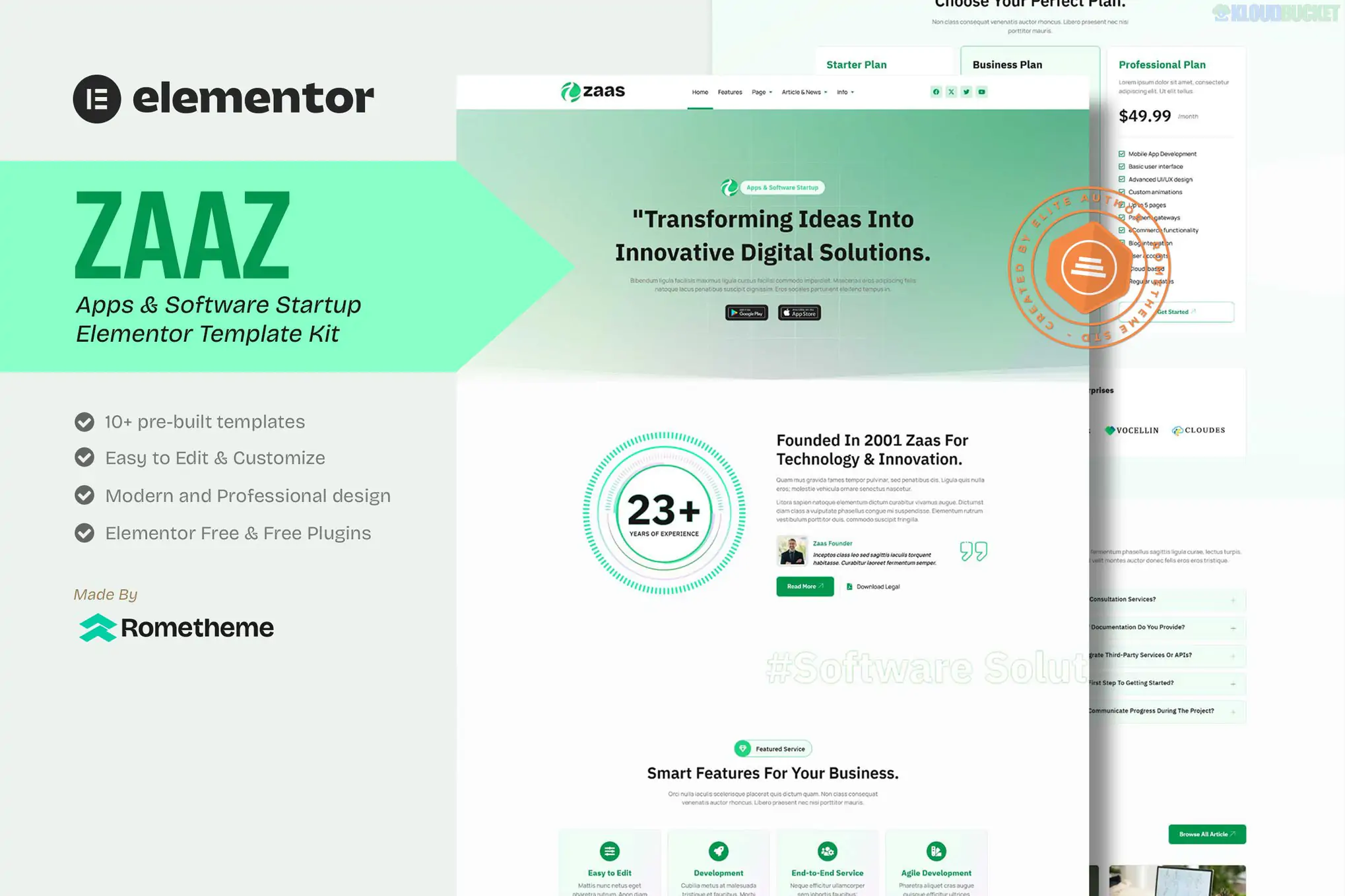 Zaas - Apps & Software Startup Elementor Template Kit