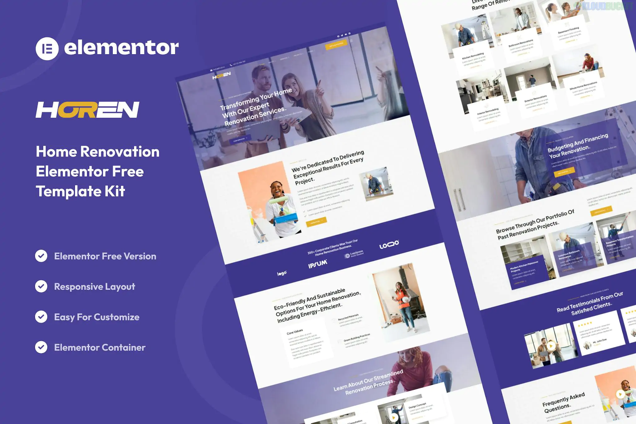 Horen - Home Renovation Services Elementor Template Kit 1.3.1