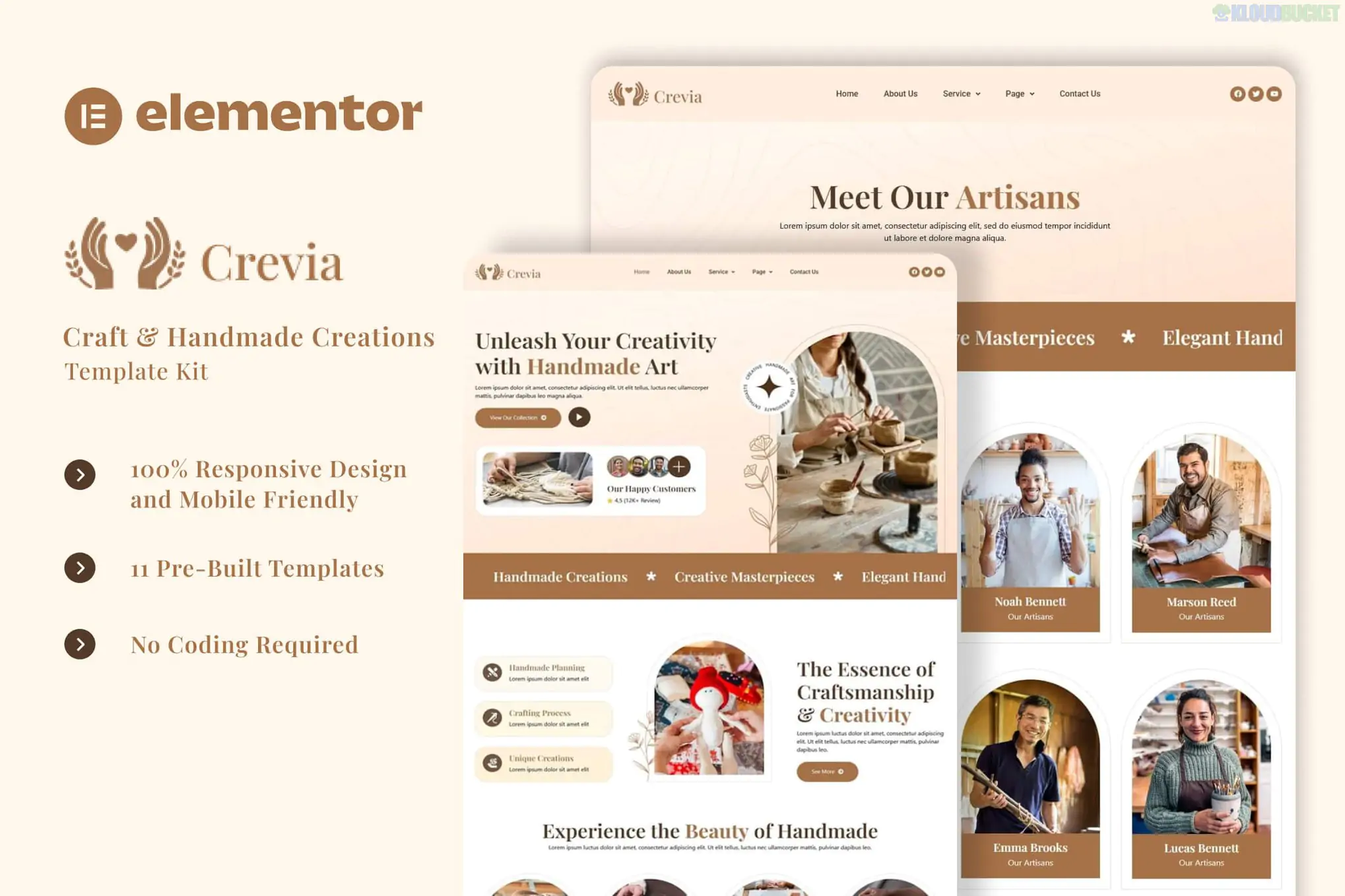 Crevia - Craft & Handmade Creations Elementor Template Kit 1.1