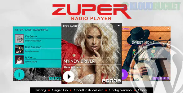 Zuper - Shoutcast and Icecast Radio Player With History - Addon For for WPBakery Page Builder 3.6