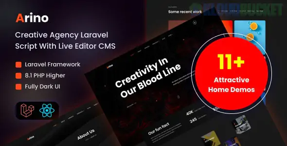 Arino - Creative Agency Laravel Script With Live Editor CMS 3.1