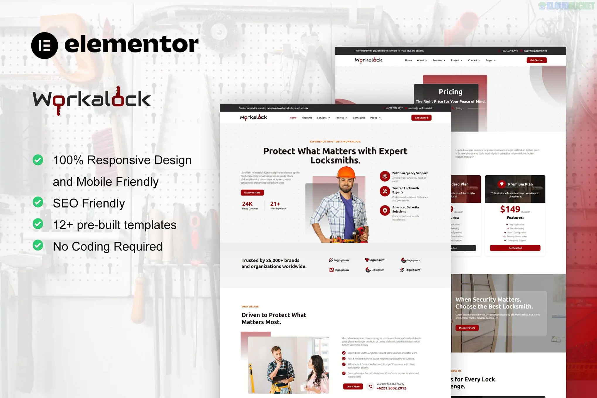 WorkaLock - Locksmith & Key Maker Service Elementor Pro Template Kit 1.0.2