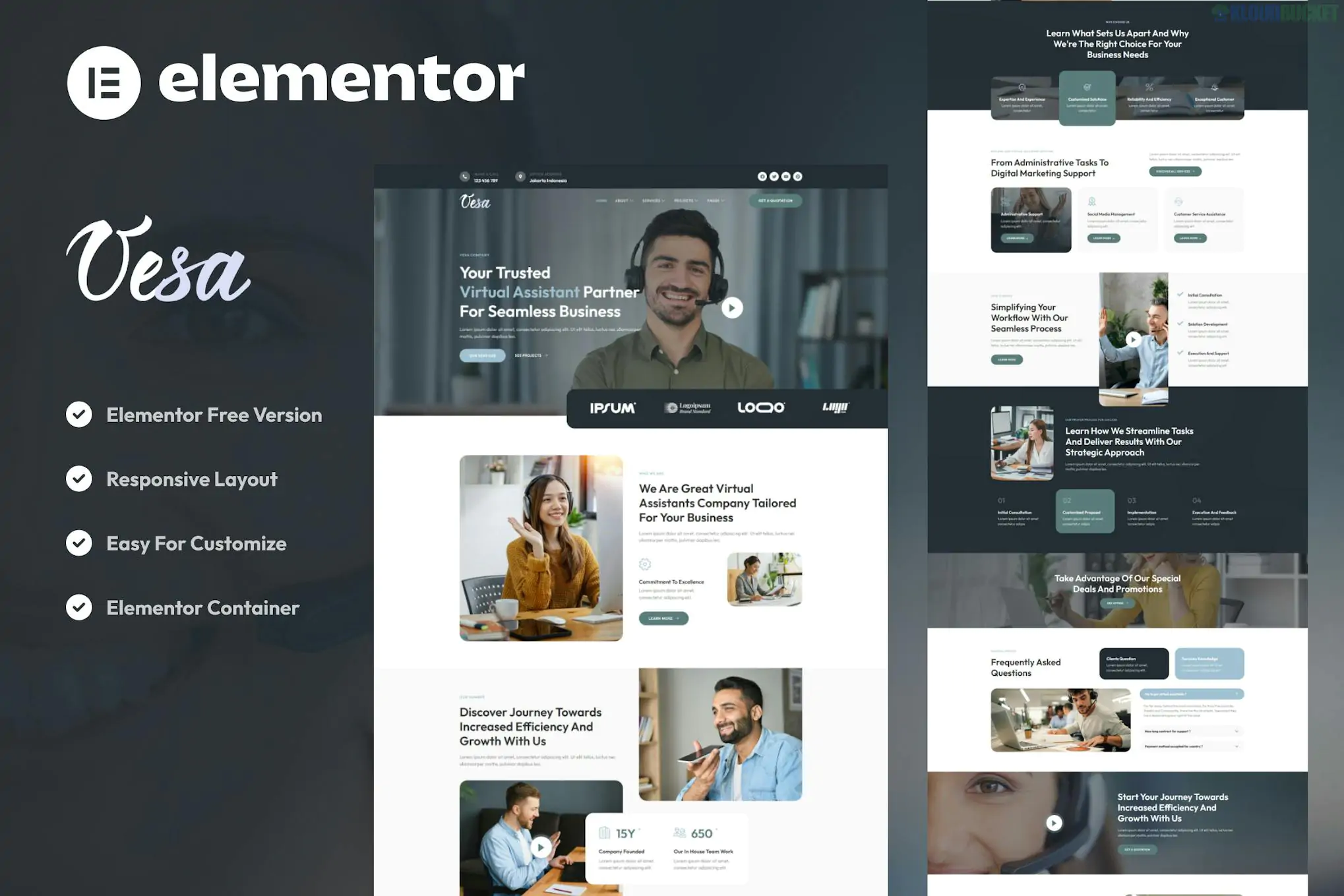 Vesa - Virtual Assistant Business Elementor Template Kit 2.1.1