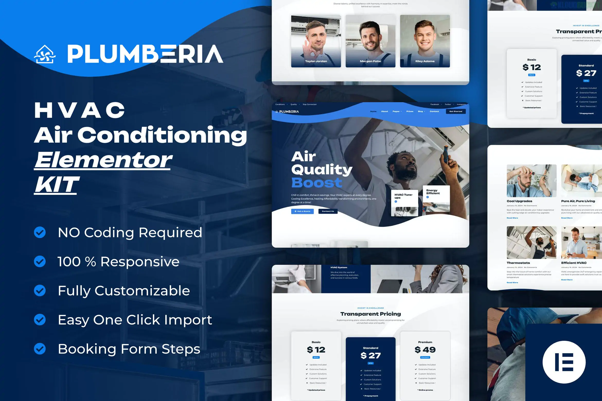 Plumberia - Air Conditioning & HVAC Repair Service Elementor Pro Template Kit 1.1.1