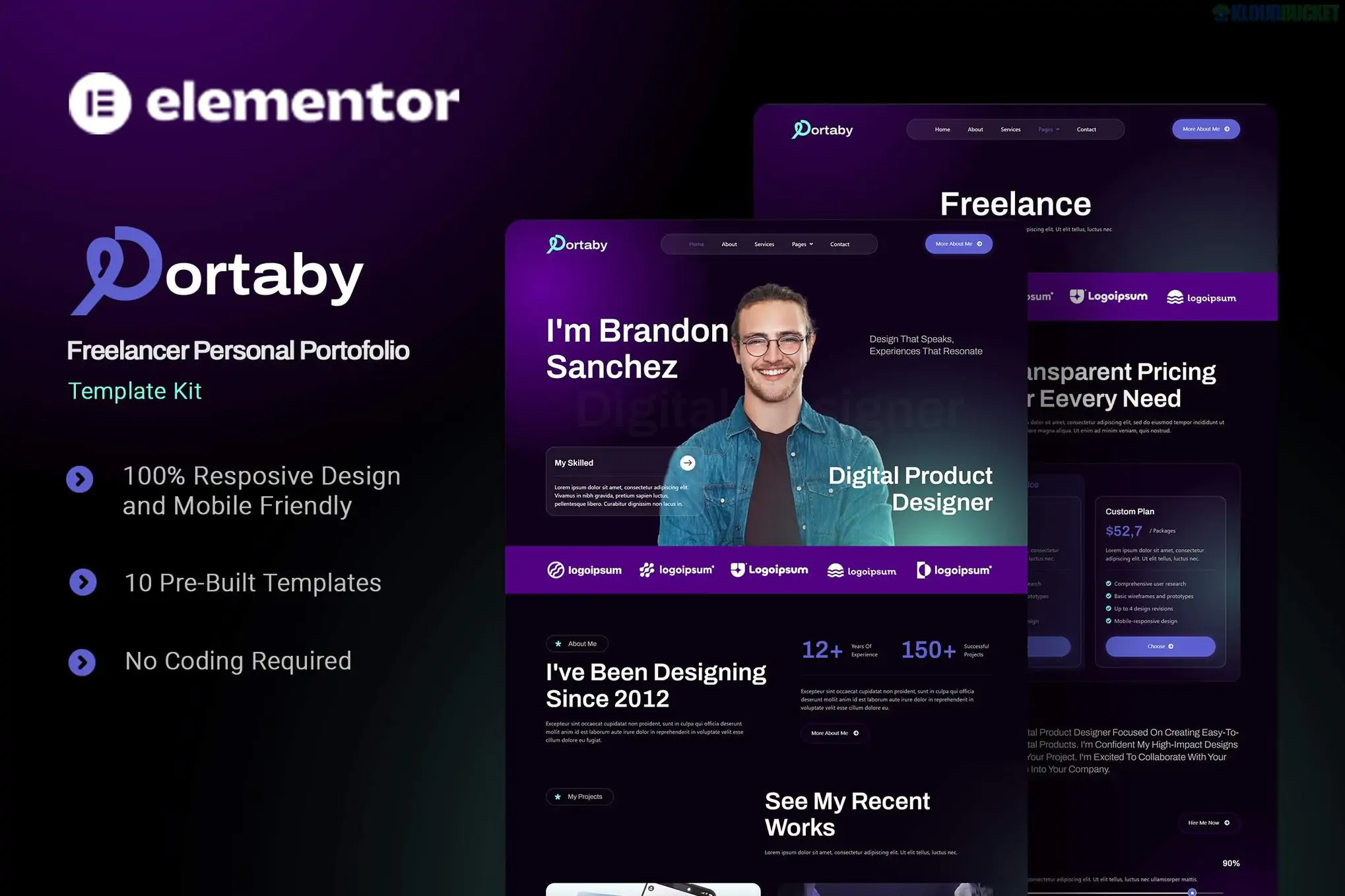 Portaby - Freelancer Personal Portofolio Elementor Template Kit 1.2.1