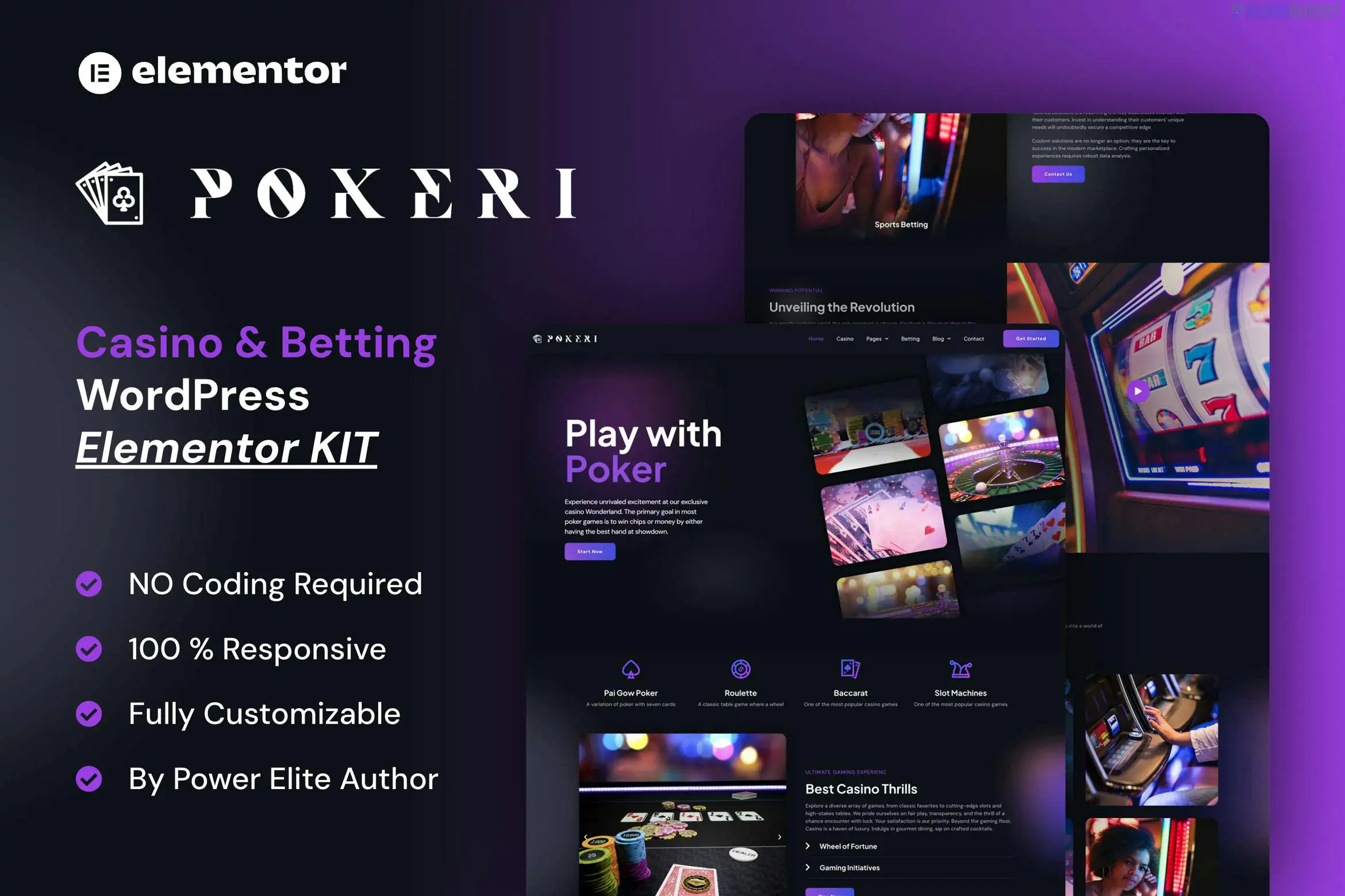 Pokeri - Casino & Betting Elementor Pro Template Kit 1.1.1