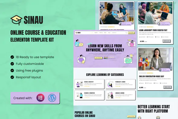 Sinau - Online Course & Education Elementor Template Kit 1.0.0