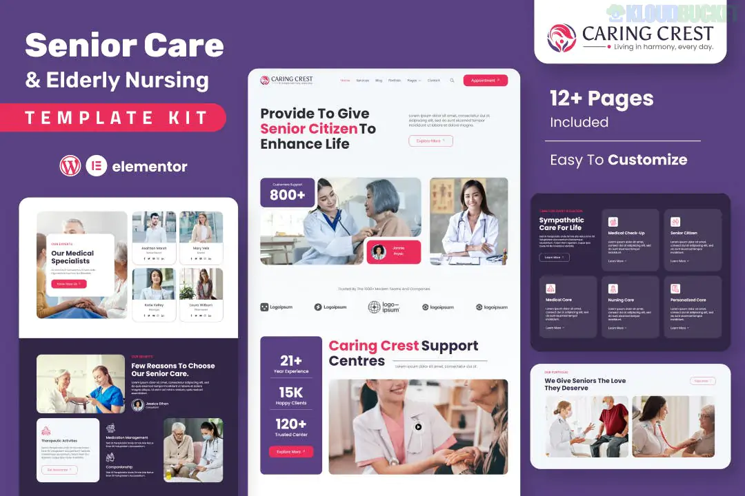 Caring Crest - Senior Care Services Elementor Template Kit 4.1.2