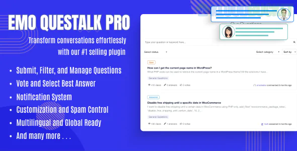 EMO Questalk  Pro- Your Ultimate Question & answer Forum WordPress Plugin 1.0.8