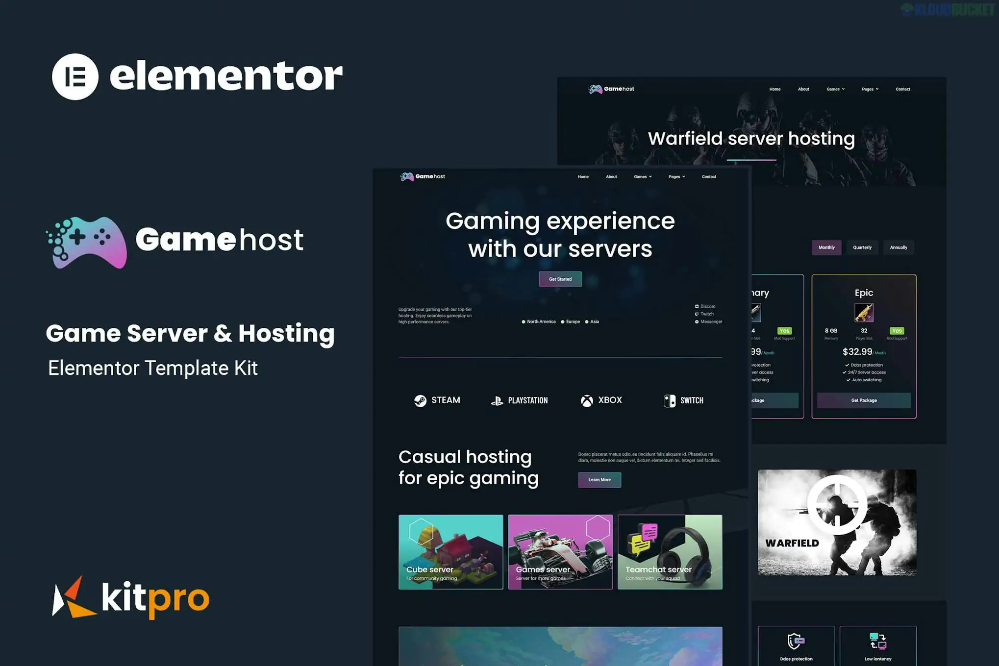 Gamehost - Game Server & Hosting Elementor Template Kit 2.1.1