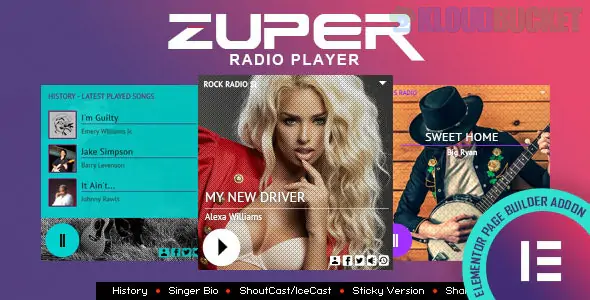 Zuper - Shoutcast and Icecast Radio Player With History - Elementor Widget Addon 2.5