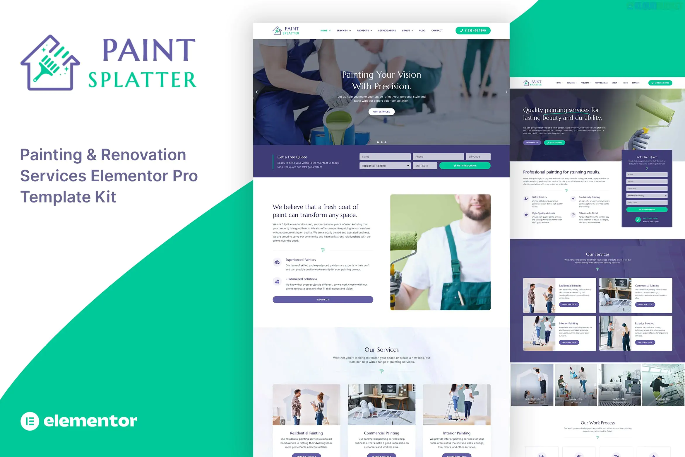 Paint Splatter - Painting & Renovation Services Elementor Pro Template Kit
