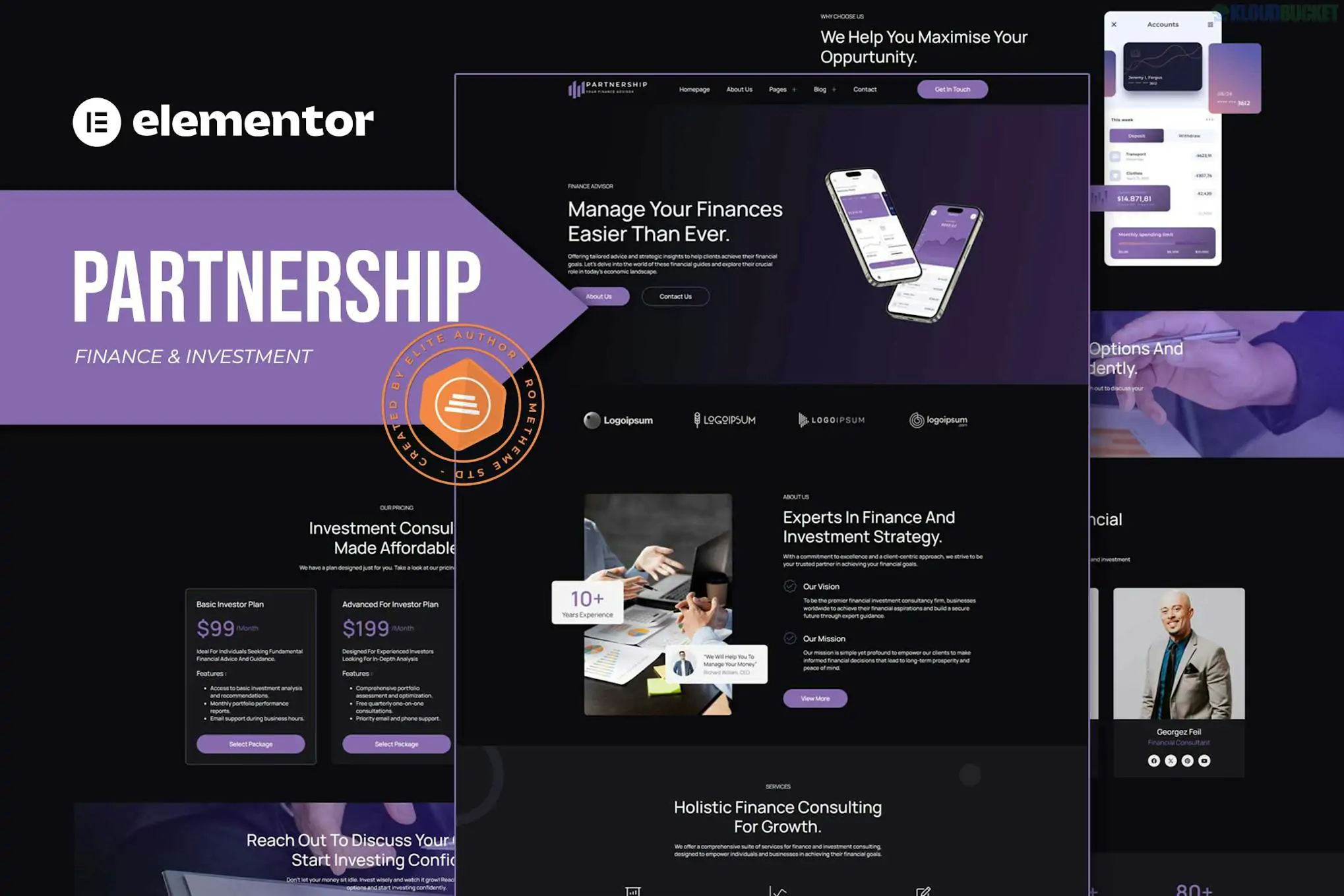 Partnership - Finance & Investment Consultant Elementor Template Kit 2.0