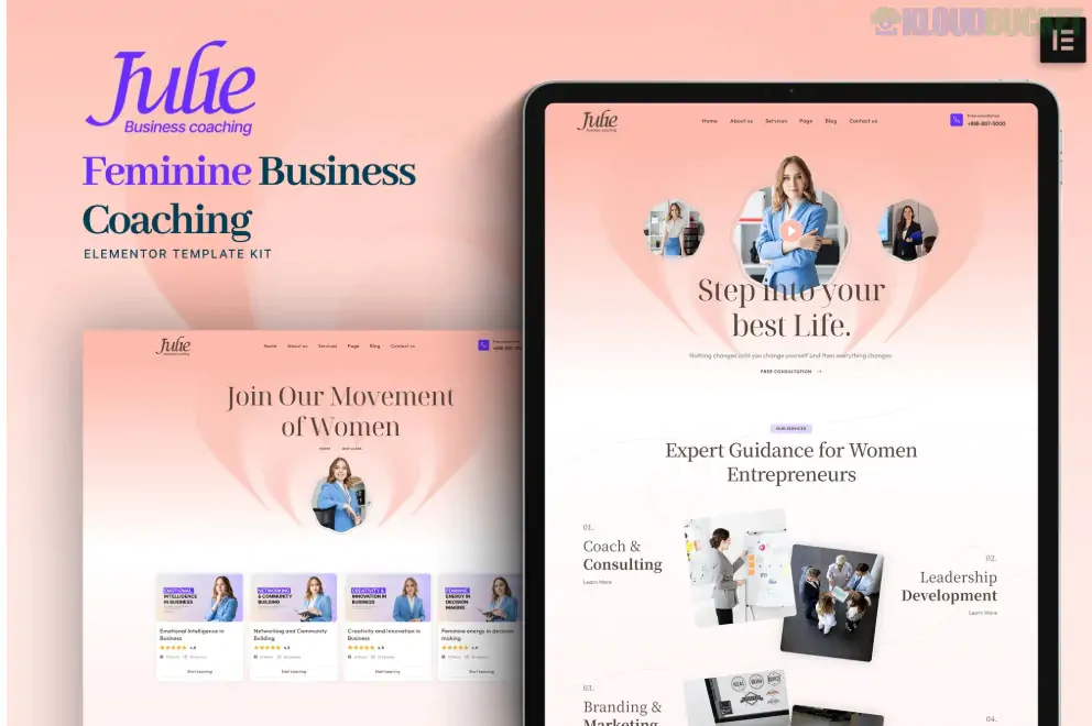 Julie - Feminine Business Coaching Elementor Template Kit 2.1.0