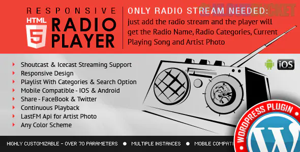 Radio Player Shoutcast & Icecast WordPress Plugin 4.4.8
