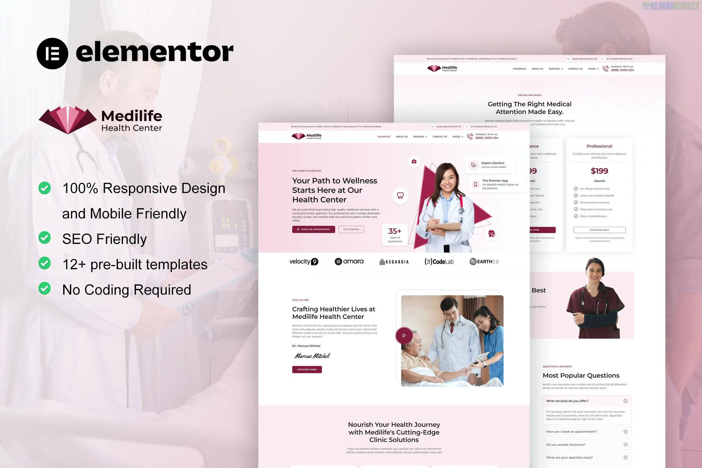 MediLife - Medical Clinic Services Elementor Template Kit