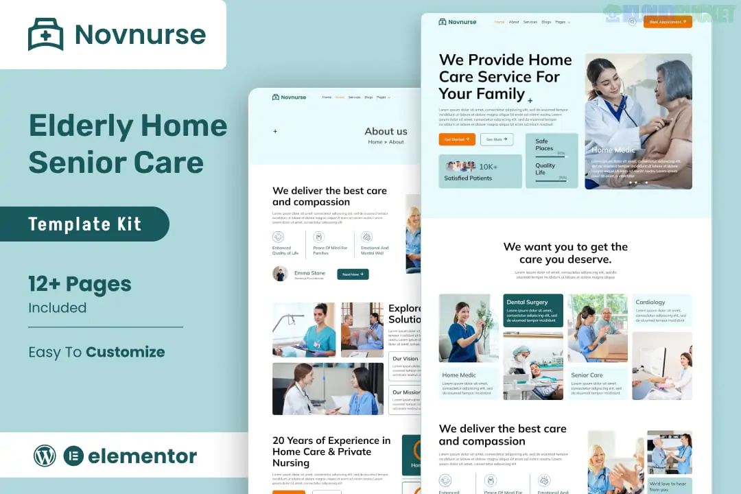 Novnurse - Elderly & Senior Care Services Elementor Template Kit 1.1.1