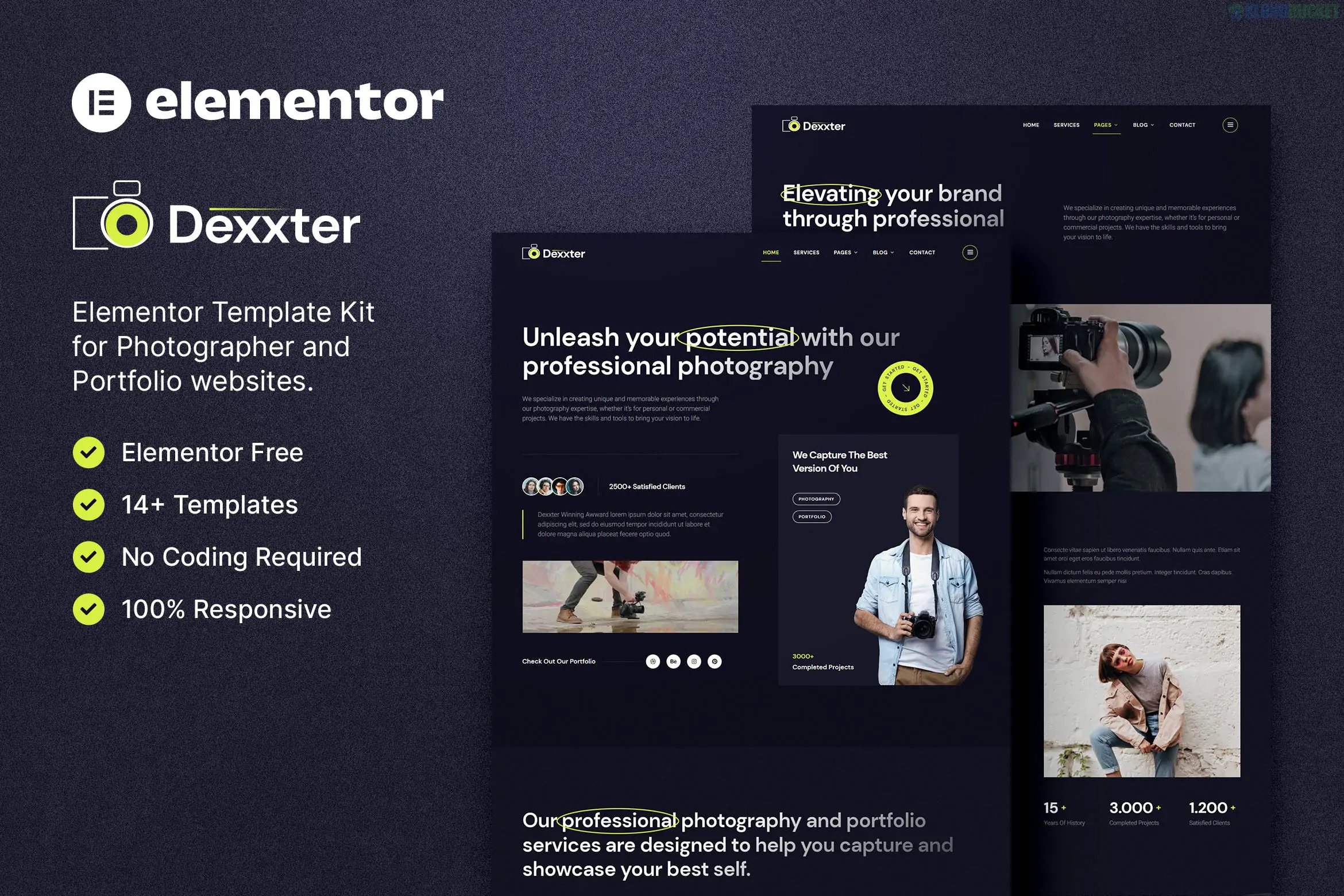 Dexxter – Photography & Portfolio Elementor Template Kit