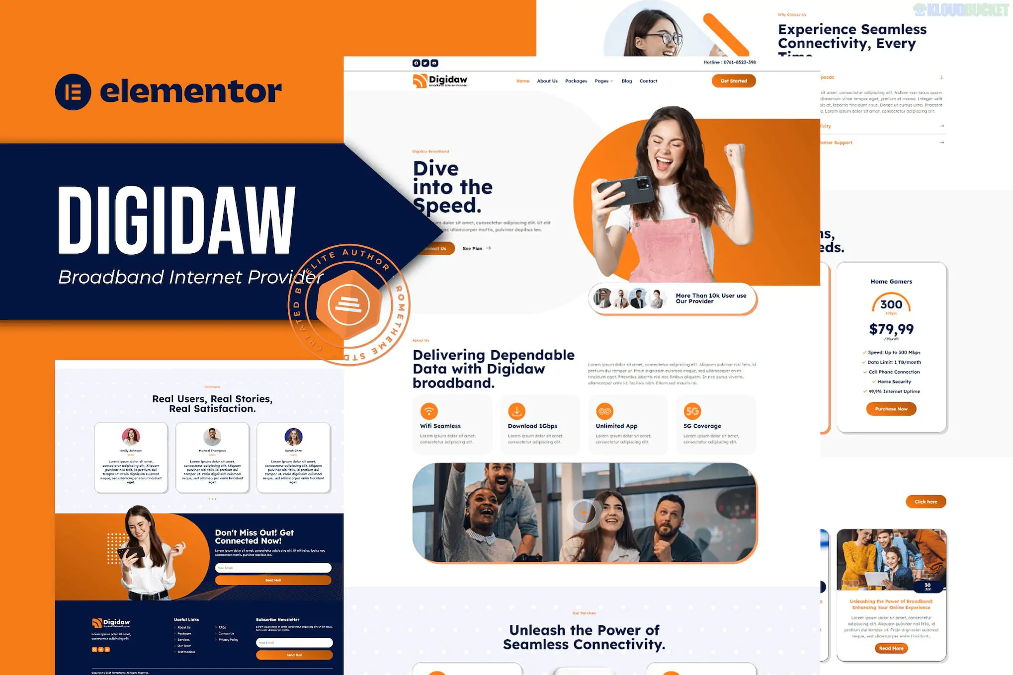 Digidaw - Broadband Internet Services Provider Elementor Template Kit