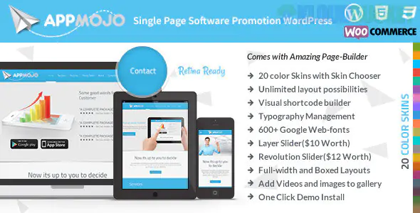 App Mojo - Single Page Software Promotion WordPress Theme 3.2