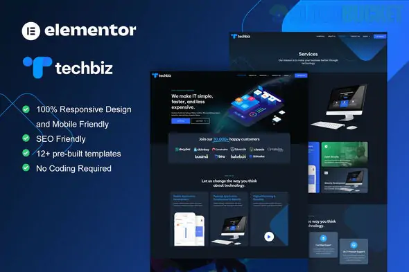 TechBiz - Tech Company Elementor Pro Template Kit 1.1.1