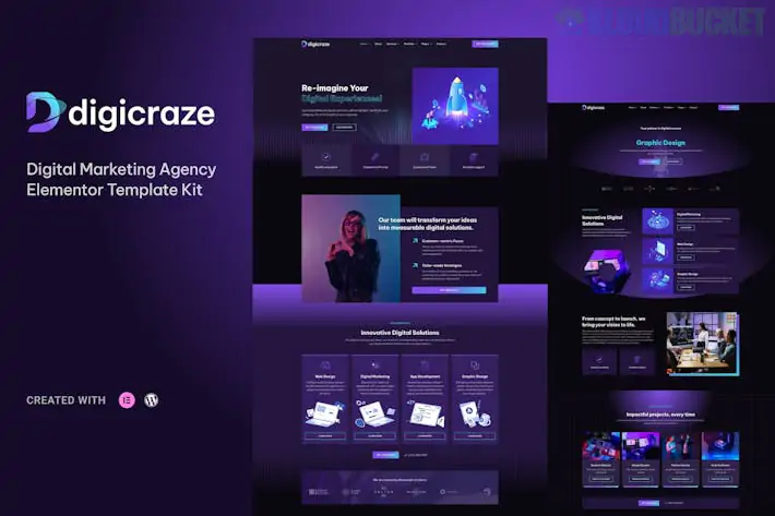 Digicraze - Digital Marketing Agency Elementor Pro Template Kit 1.1.1