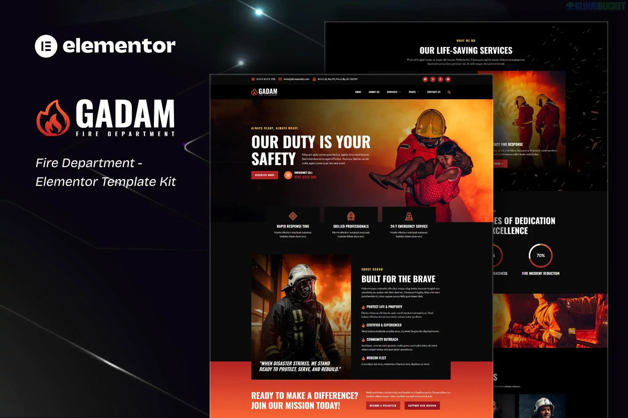 Gadam - Fire Department Elementor Template Kit 1.2.1