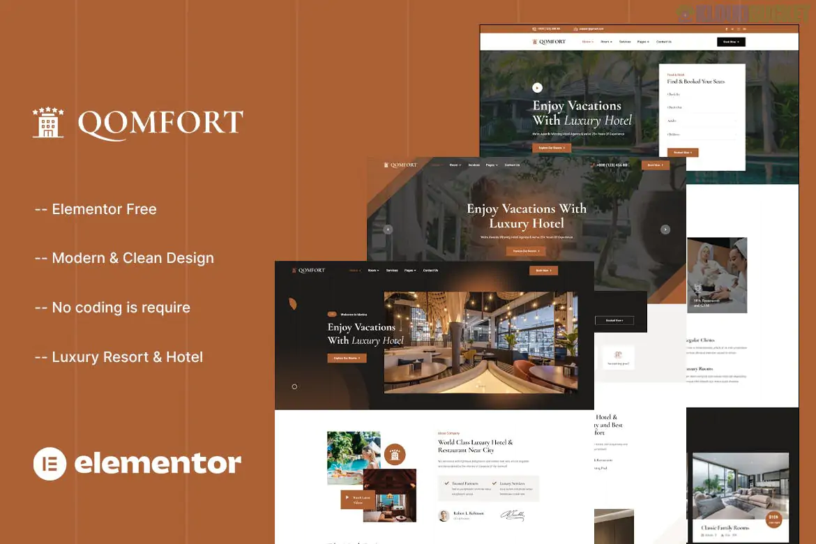 Qomfort - Hotel Booking Elementor Template Kit