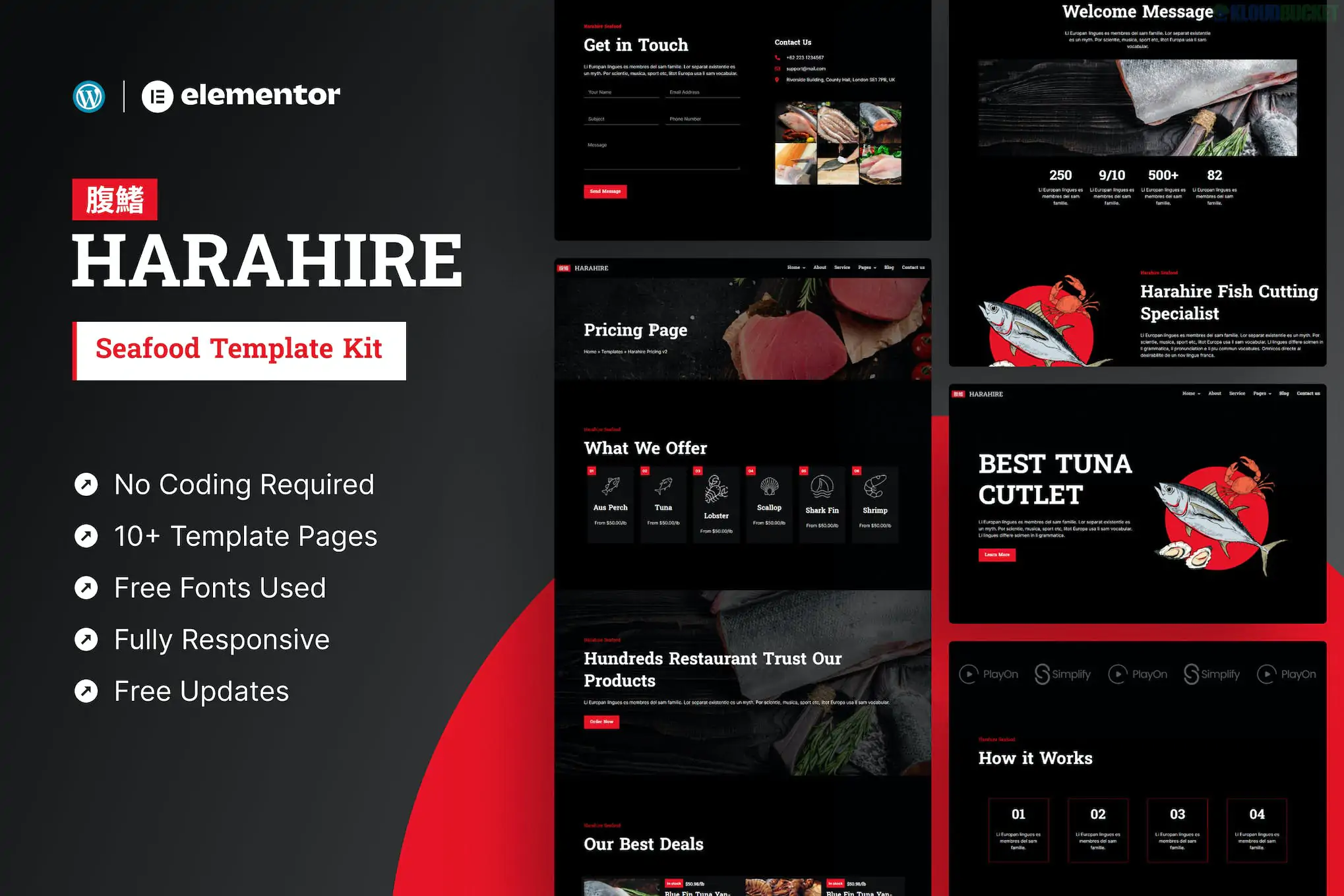 Harahire - Seafood Elementor Pro Template Kit