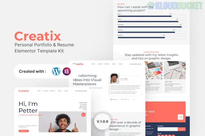Creatix - Personal Portfolio & Resume Elementor Template Kit 1.1.1