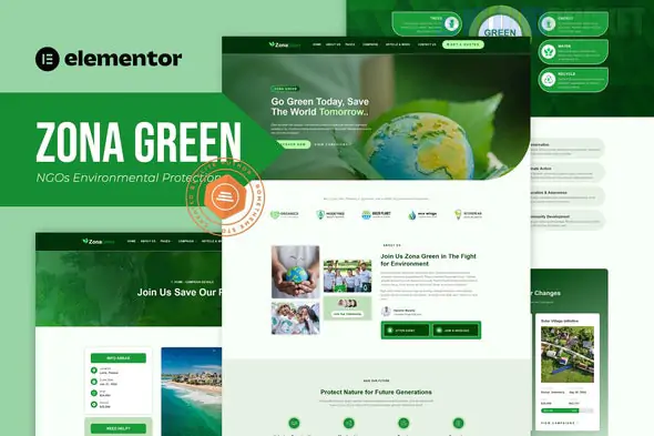 Zona Green - NGOs Environmental Protection Elementor Template Kit 1.1.1