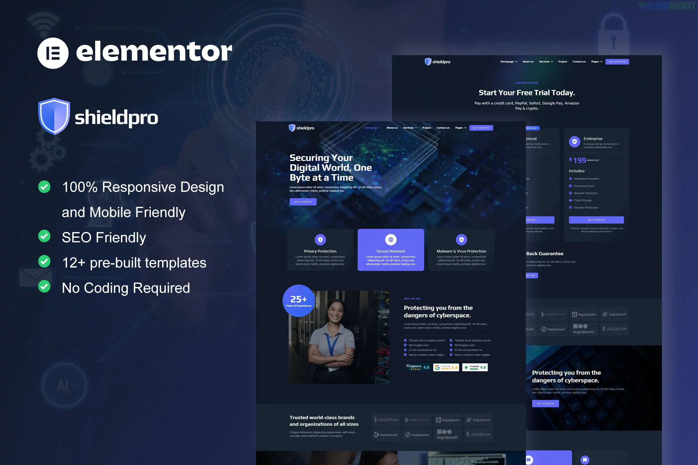 Shieldpro - Cyber Security Services Elementor Pro Template Kit
