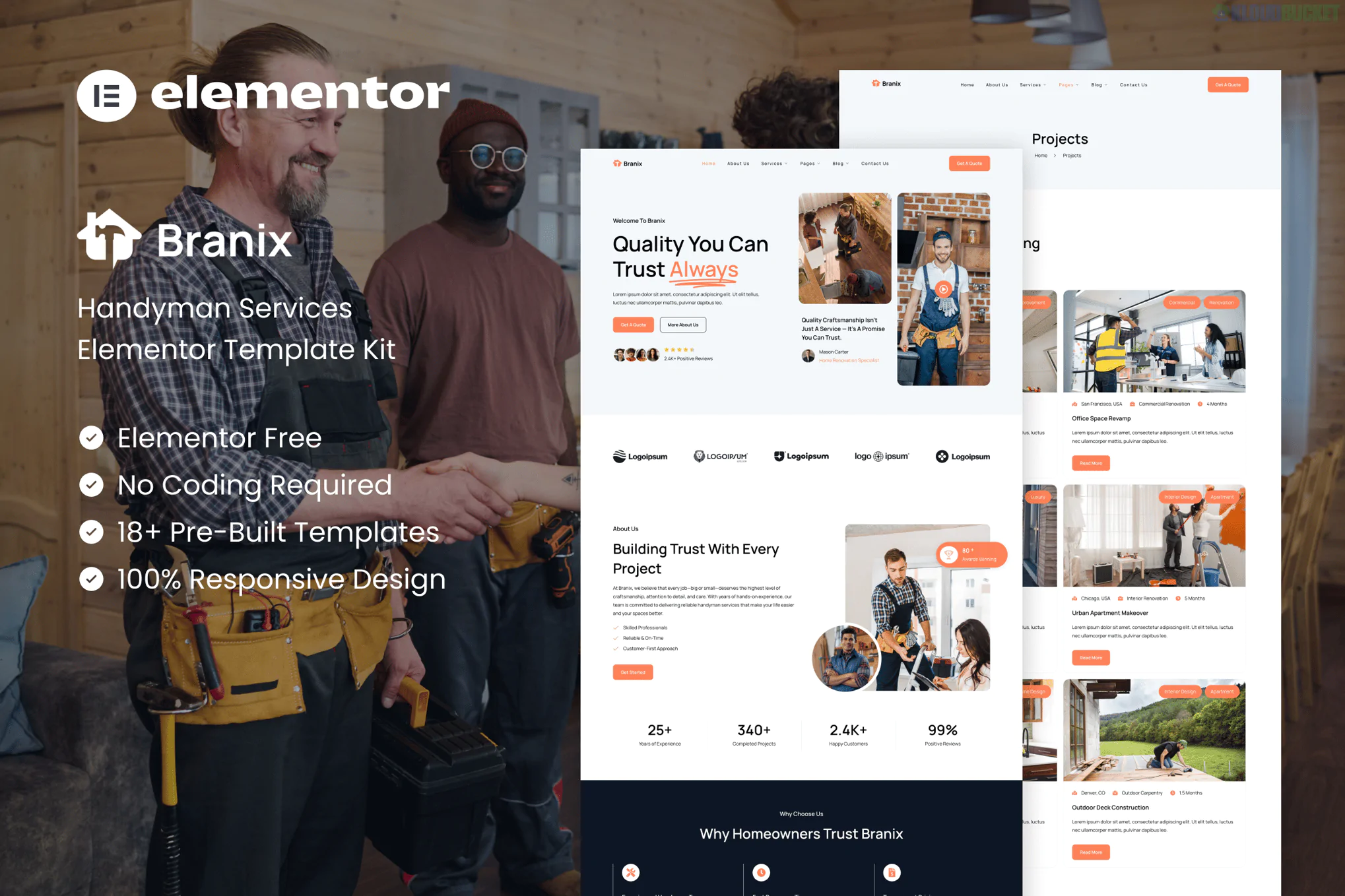 Branix - Handyman Services Elementor Template Kit 1.2
