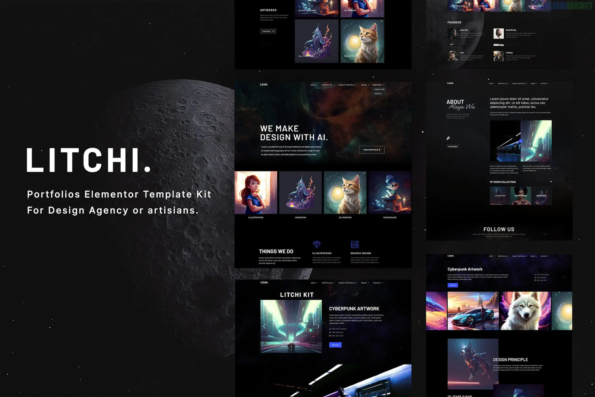 Litchi - Designer Artworks Elementor Portfolio Template Kit