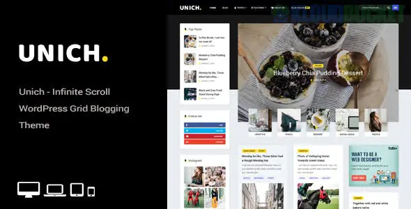 Unich - Infinite Scroll WordPress Blogging Food Recipes Theme 1.5